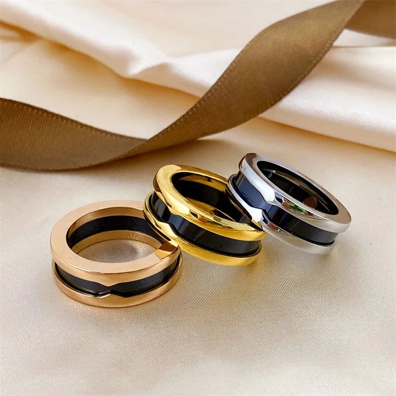 Wholesale Luxury Designer Jewelry  Female Rings 18K Gold Plated Ceramic Rings