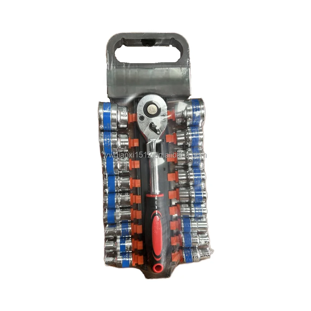 19pcs CR-V Socket Screwdriver Set Marine Car Repair Kit Carry Box Combination Wrenches Manual Industrial Electrical Lightweight