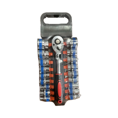 19pcs CR-V Socket Screwdriver Set Marine Car Repair Kit Carry Box Combination Wrenches Manual Industrial Electrical Lightweight