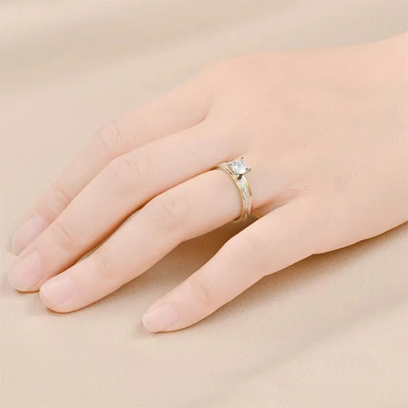 High Quality Stainless Steel Engagement Ring Simple Luxury Crystal Diamond Wedding Jewelry Couples Resizable Cut Diamond Shape