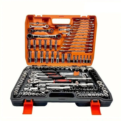 151pcs CR-V Hand Tools Car Repair 1/4-Inch Socket Set Ratchet Torque Wrench Combo Auto Repairing Tool Kit Box Packaging Home Use