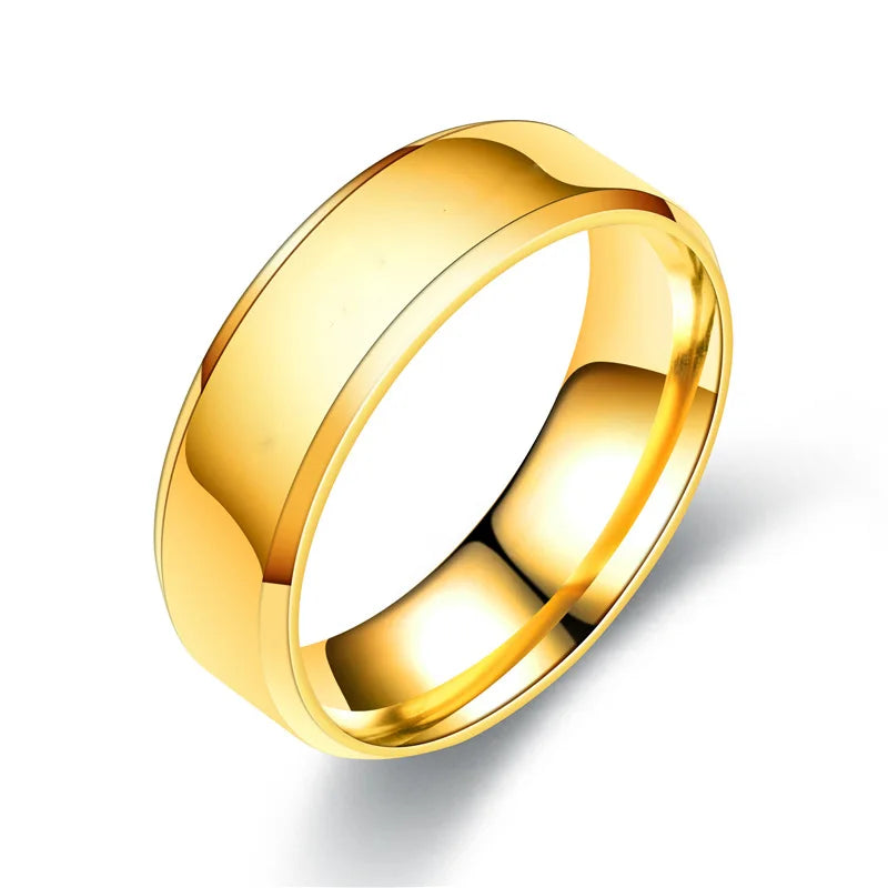 Fashion Men Stainless Steel 14k Gold Minimalist Glossy Stackable Rings