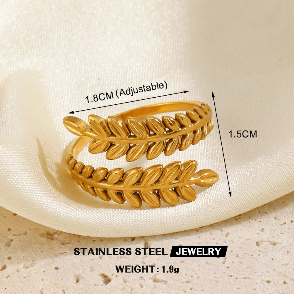 Custom Tarnish Free Fashion Jewelry Rings PVD Gold Plated Artistic Twine Band Stainless Steel Statement Rings for Women