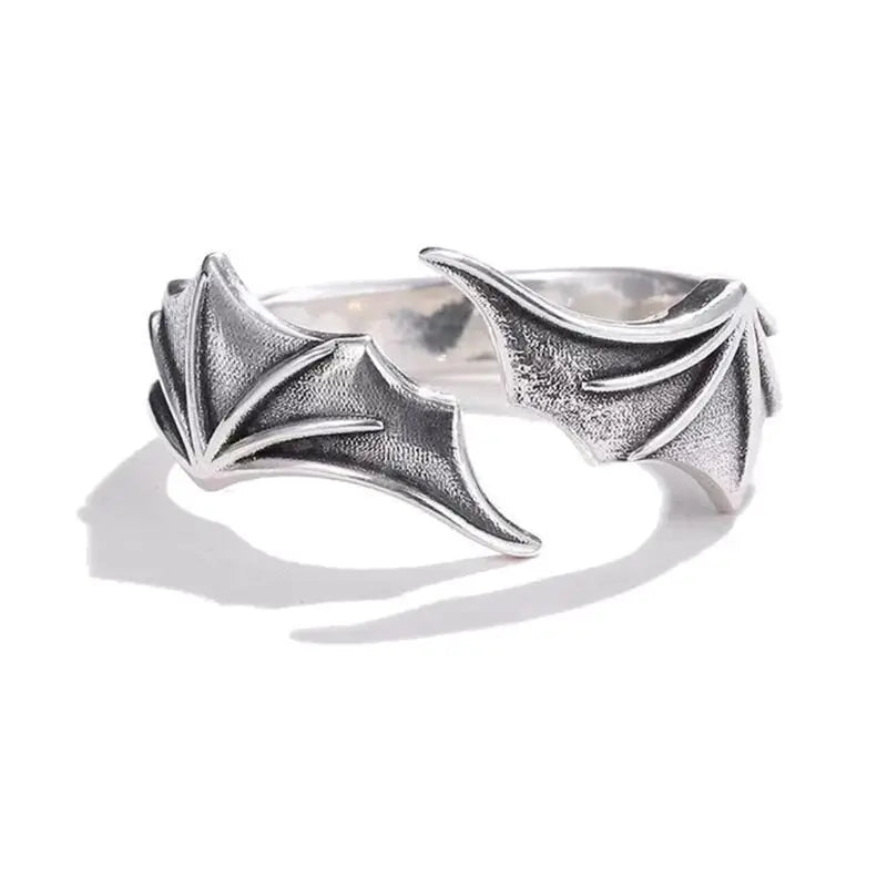 Europe and America Fashion Vintage Punk Men and Women Universal Gothic Angel and Devil Wings Alloy Ring