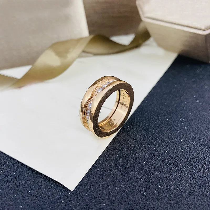 Wholesale Luxury Designer Jewelry  Female Rings 18K Gold Plated Ceramic Rings