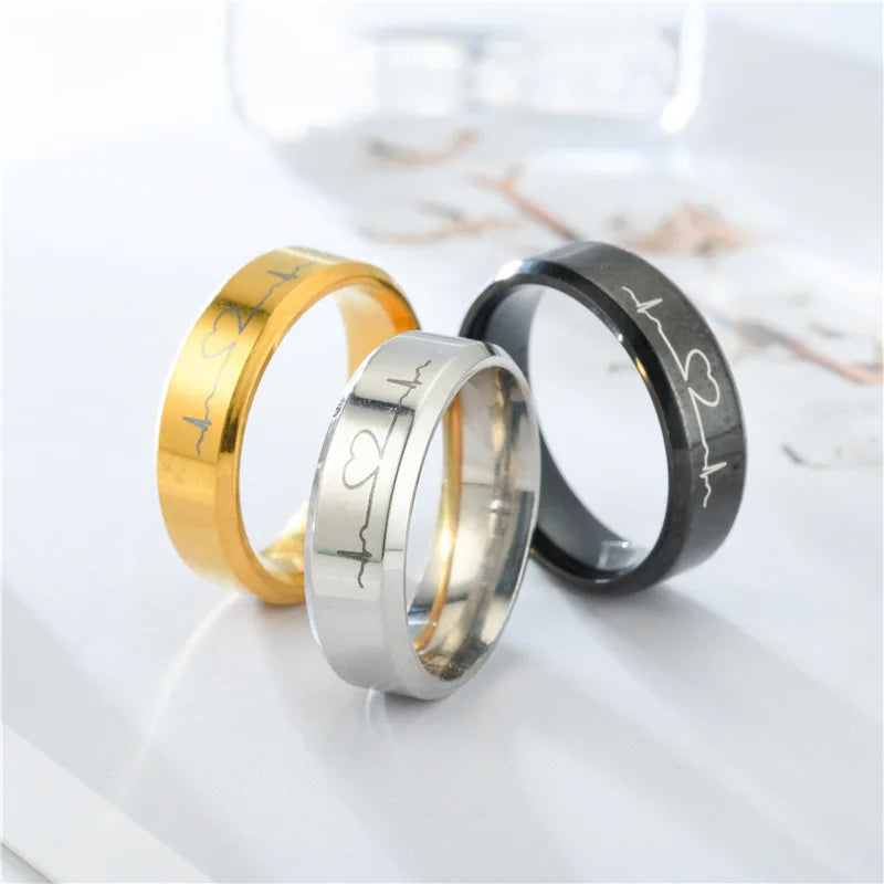 Fashion Men Stainless Steel 14k Gold Minimalist Glossy Stackable Rings