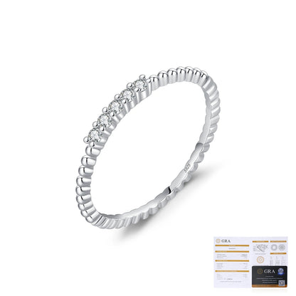 Sparkling Moissanite Eternity Band Ring 925 Sterling Silver Stackable Popular Finger Rings for Women Party Fine Jewelry