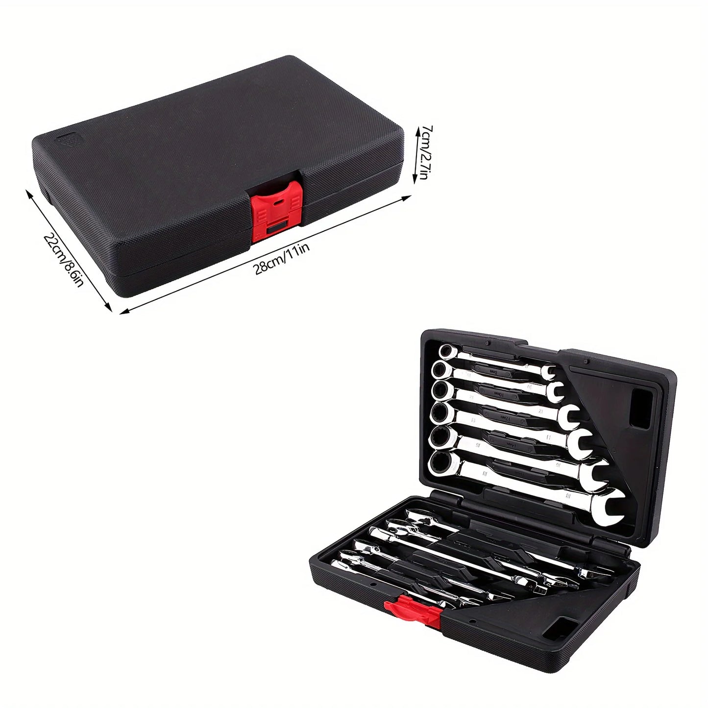 12pcs Metric Adjustable 8-19mm Socket Wrench Set with Case Durable Cr-V Steel Hand Tool Kit Home Garage Use Including 17mm Size