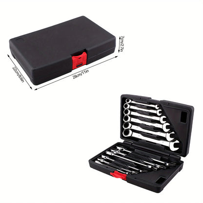 12pcs Metric Adjustable 8-19mm Socket Wrench Set with Case Durable Cr-V Steel Hand Tool Kit Home Garage Use Including 17mm Size