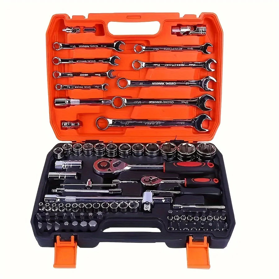 82pcs Multifunctional Auto Repair Tool Box Set Combination Casing Ratchet Wrench with Socket Hand Tools for Car Repair