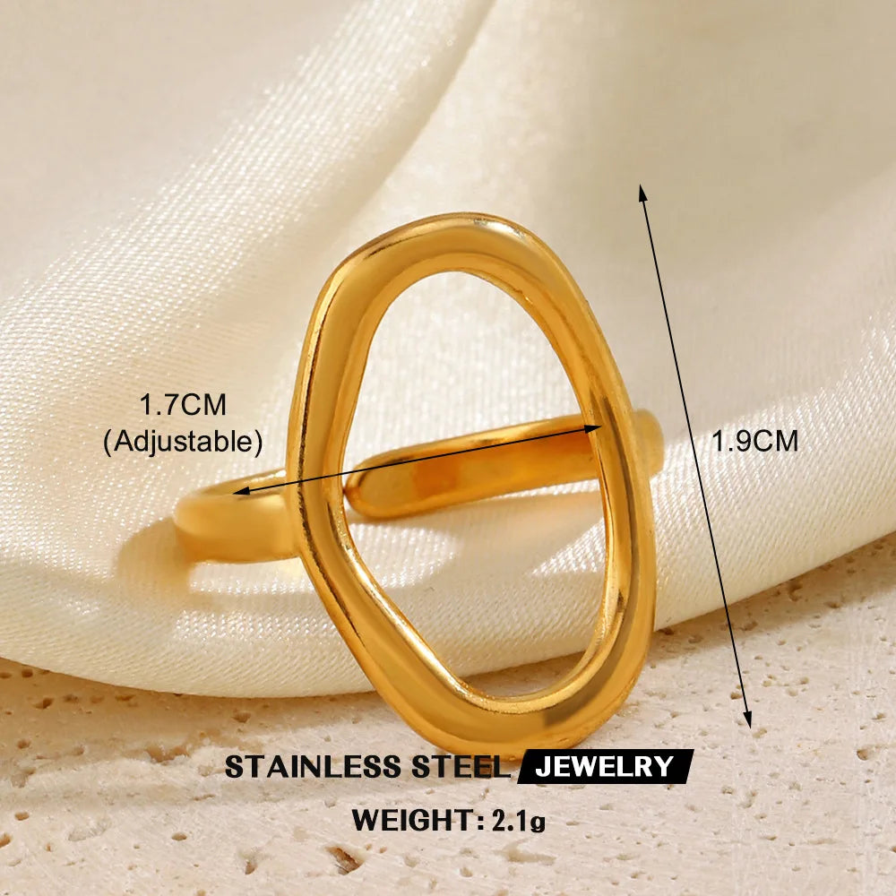 Custom Tarnish Free Fashion Jewelry Rings PVD Gold Plated Artistic Twine Band Stainless Steel Statement Rings for Women