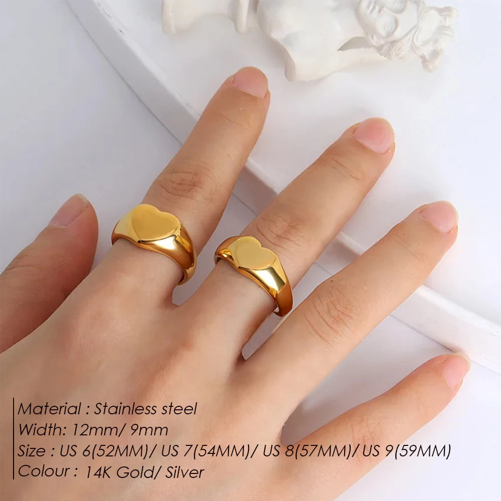 New Fashion Trendy Jewelry Rings for Women 18k Gold Plated Gold Silver Love Heart  Rings Stainless Steel