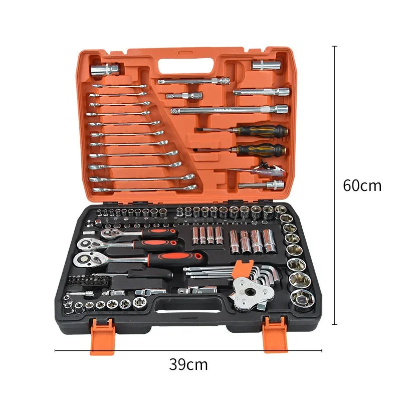 121 Pieces General Household Hand Tool Kit Plastic Toolbox Storage Case Auto Repair Tool Set Hard Case Box Other Hand Tools