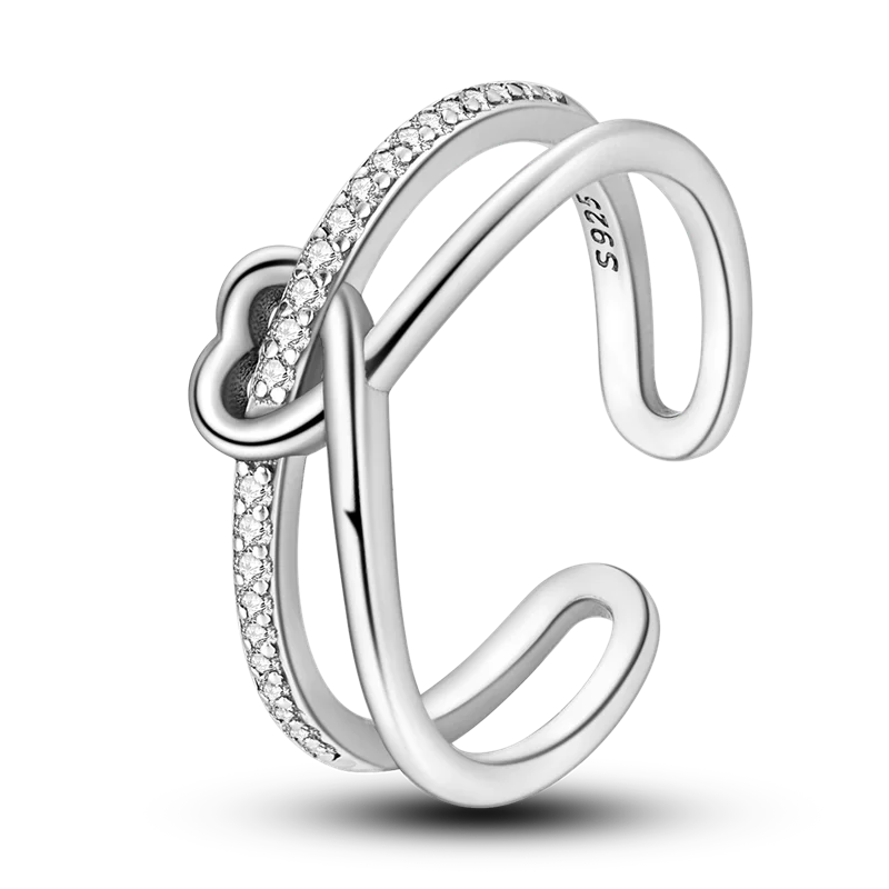 MULA 925 Sterling Silver Heart Love Ring Unique Design Fine Jewelry for Wedding Engagement Anniversary Party Zircon Stone Gift