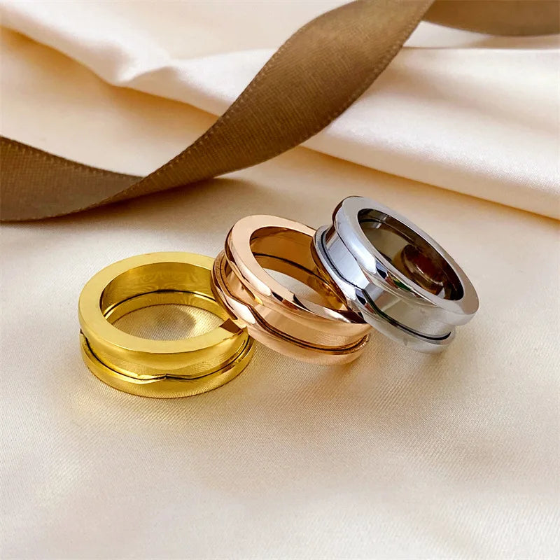 Wholesale Luxury Designer Jewelry  Female Rings 18K Gold Plated Ceramic Rings