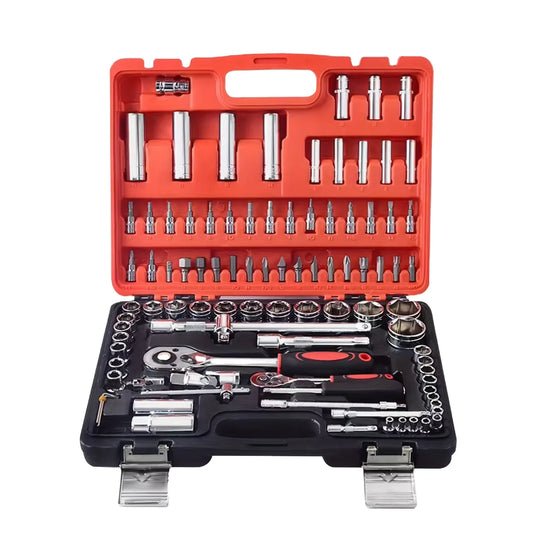 94pcs Auto Repair Socket Set Multi-functional Combination Auto Ratchet Wrench with Bit Home Hand Tools Packaged in Hard Case Box