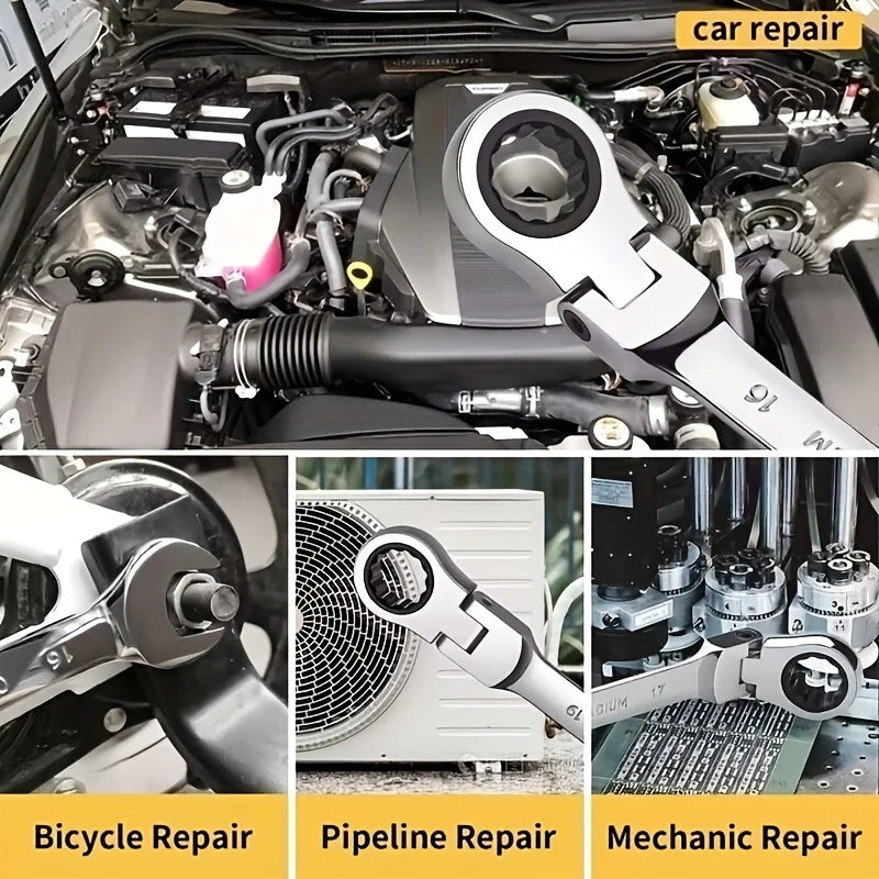 12pcs Metric Adjustable 8-19mm Socket Wrench Set with Case Durable Cr-V Steel Hand Tool Kit Home Garage Use Including 17mm Size