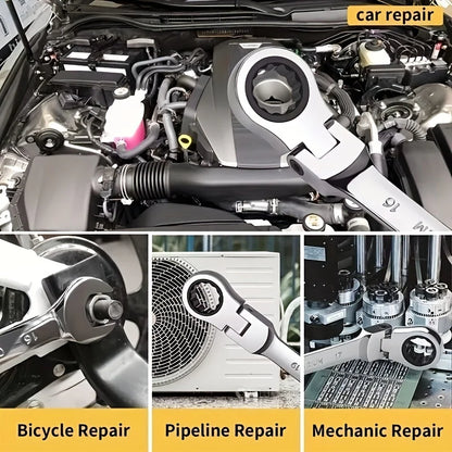 12pcs Metric Adjustable 8-19mm Socket Wrench Set with Case Durable Cr-V Steel Hand Tool Kit Home Garage Use Including 17mm Size