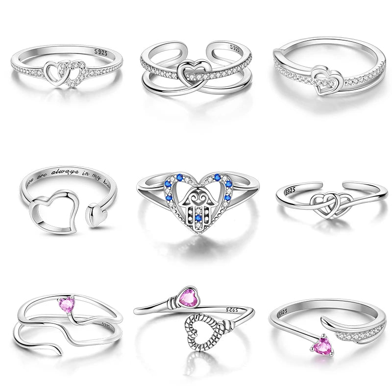 MULA 925 Sterling Silver Heart Love Ring Unique Design Fine Jewelry for Wedding Engagement Anniversary Party Zircon Stone Gift