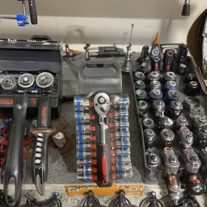 19pcs CR-V Socket Screwdriver Set Marine Car Repair Kit Carry Box Combination Wrenches Manual Industrial Electrical Lightweight