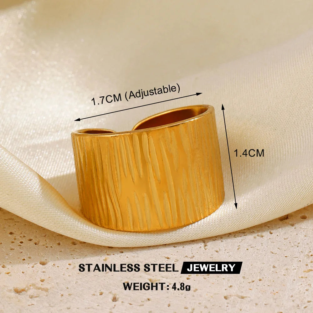 Custom Tarnish Free Fashion Jewelry Rings PVD Gold Plated Artistic Twine Band Stainless Steel Statement Rings for Women