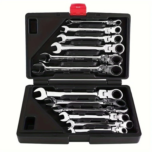 12pcs Metric Adjustable 8-19mm Socket Wrench Set with Case Durable Cr-V Steel Hand Tool Kit Home Garage Use Including 17mm Size