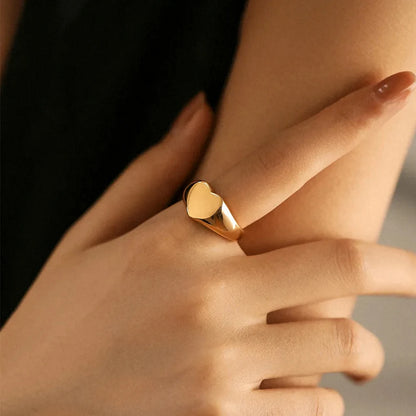 New Fashion Trendy Jewelry Rings for Women 18k Gold Plated Gold Silver Love Heart  Rings Stainless Steel