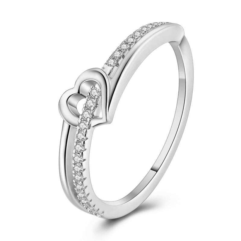 MULA 925 Sterling Silver Heart Love Ring Unique Design Fine Jewelry for Wedding Engagement Anniversary Party Zircon Stone Gift