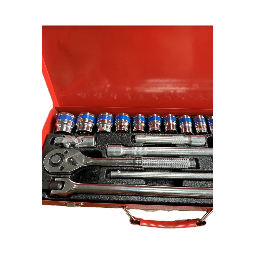 24pcs CR-V Uncharged Quick-Release Ratchet Wrench Socket Set Manual Mechanism Metal Sliding Bar Auto Combination Hard Case