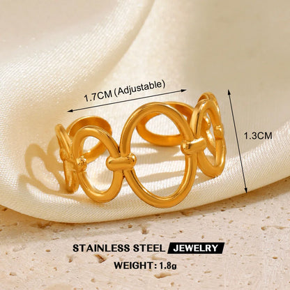 Custom Tarnish Free Fashion Jewelry Rings PVD Gold Plated Artistic Twine Band Stainless Steel Statement Rings for Women