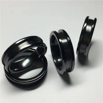 6MM Beveled Edge Center 3mm Groove Black Ceramic Blank Ring for Inlay Women Jewelry