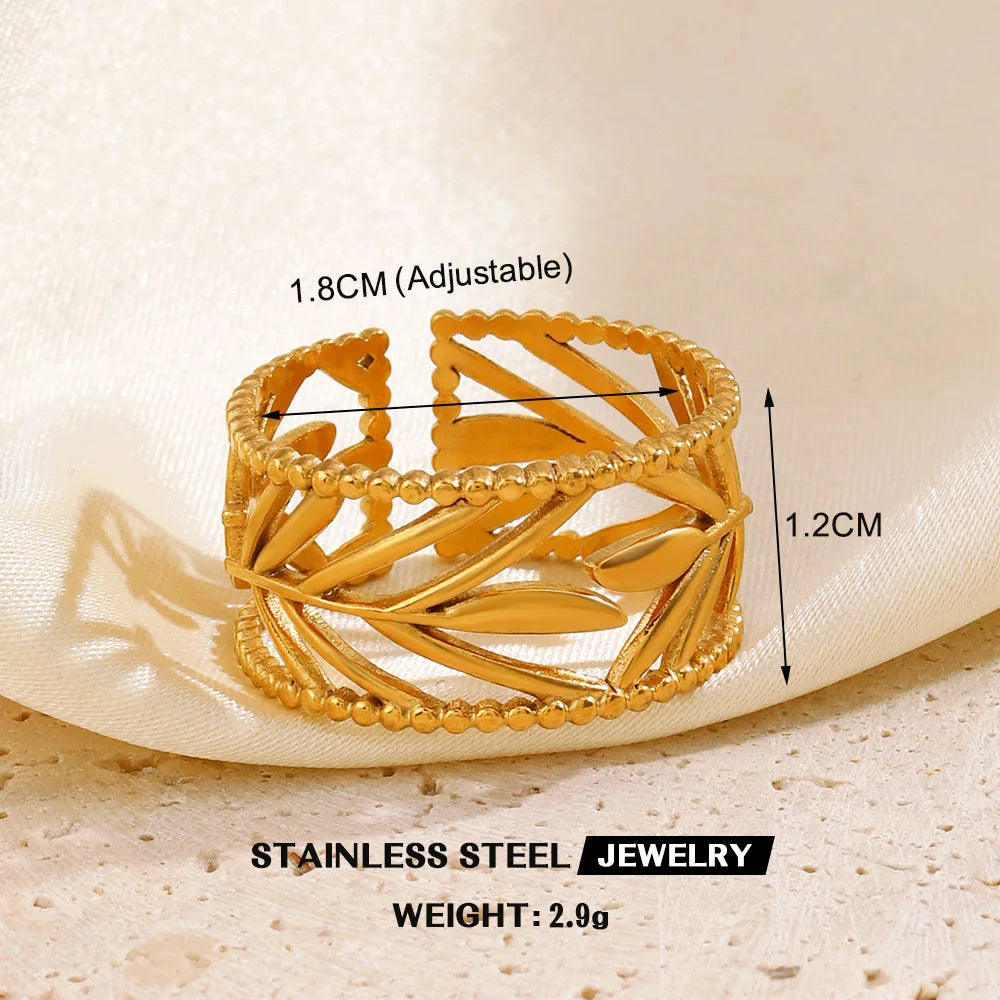 Custom Tarnish Free Fashion Jewelry Rings PVD Gold Plated Artistic Twine Band Stainless Steel Statement Rings for Women