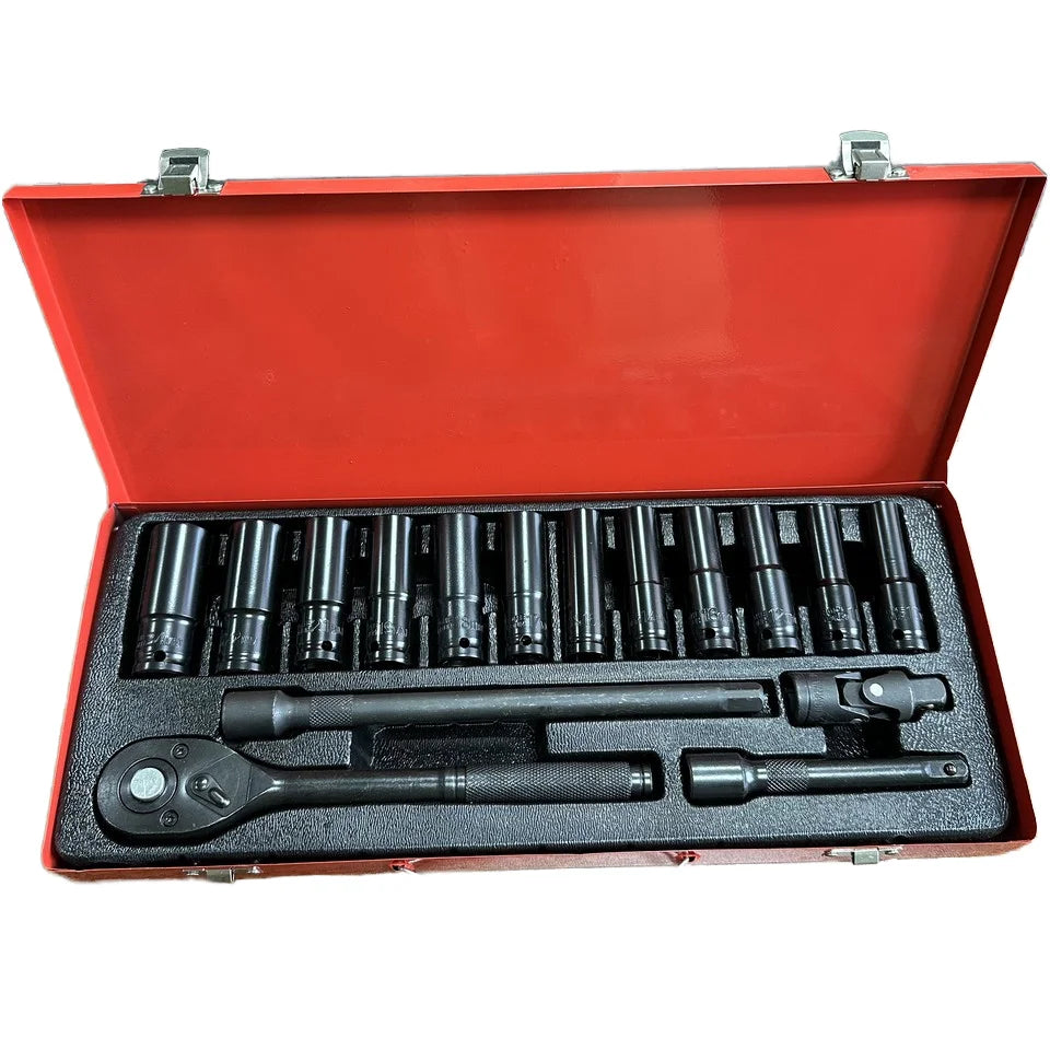 16pcs CR-V Pneumatic Electrophoresis Long Sleeve Portable Auto Repair Tool Kit with Combination for Cars Bikes Motorcycles