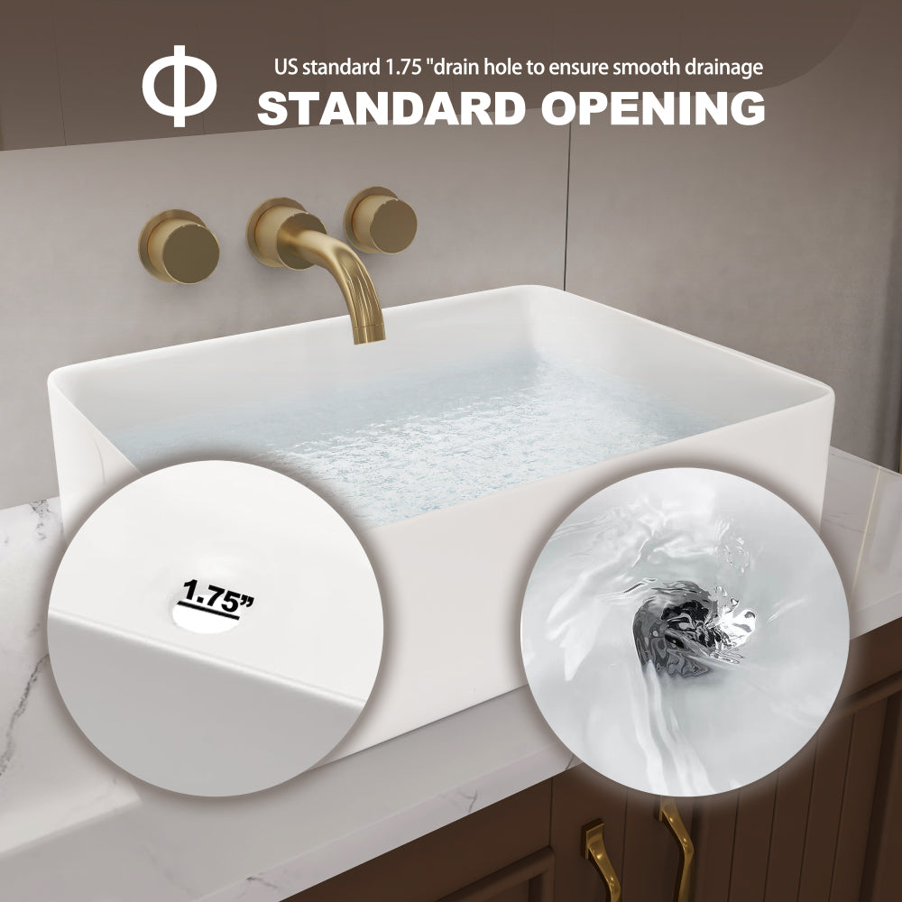 Vessel Sink Rectangle 19 Inch Bathroom Sink,Rectangular Modern Above Counter Bathroom Sinks White 19x15 Inch Porcelain Ceramic Vessel Vanity Sink Art Basin, Glossy White