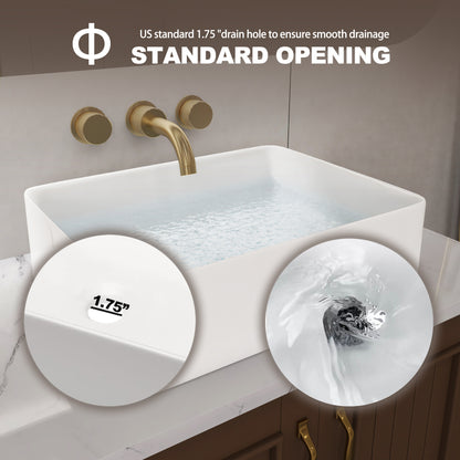 Vessel Sink Rectangle 19 Inch Bathroom Sink,Rectangular Modern Above Counter Bathroom Sinks White 19x15 Inch Porcelain Ceramic Vessel Vanity Sink Art Basin, Glossy White