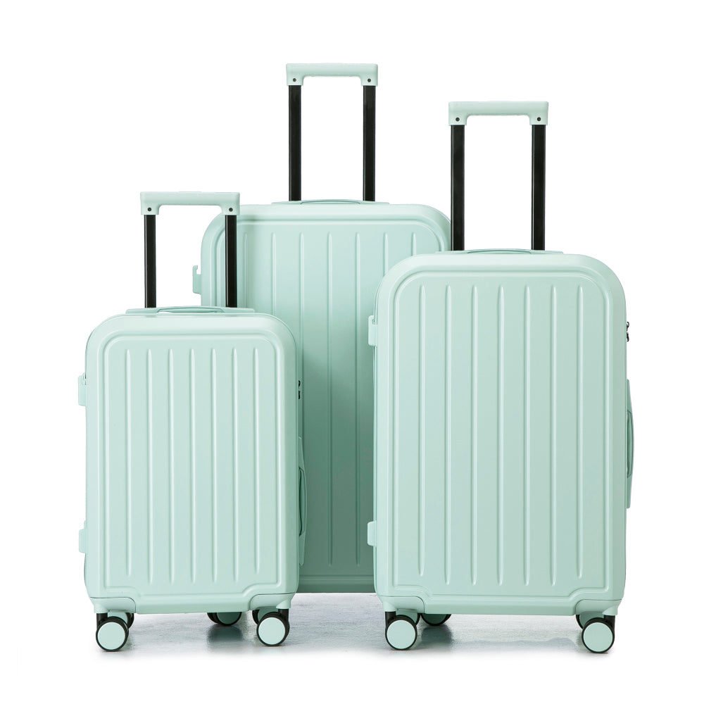 20/24/28in ABS 360° Spinner Wheel Luggage, Carry on Suitcase, with Cup Holder & USB Port (White)