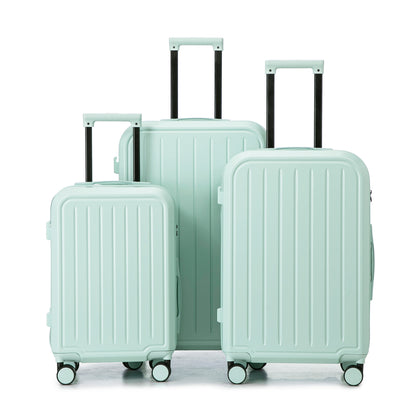 20/24/28in ABS 360° Spinner Wheel Luggage, Carry on Suitcase, with Cup Holder & USB Port (White)