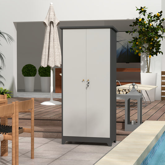 Outdoor Cabinet Outdoor Storage Cabinet Waterproof, Storage Cabinet cabinet with Shelves, Vertical Tall Garden Storage cabient & Outdoor Storage Cabinet Weatherproof for Outside in light gray