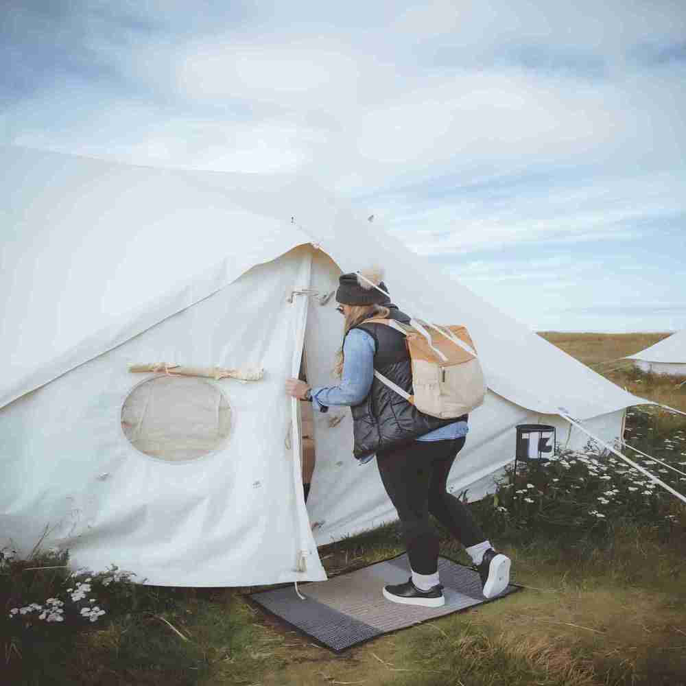 SAM&HAIBEI 8-10 persons 2316.5ft Canvas Tent Bell Tent Glamping, 4 Seasons Yurt Tent for Camping, Heavy Cotton Canvas Tent for Family Camping,Outdoor Hunting,or Party tent.