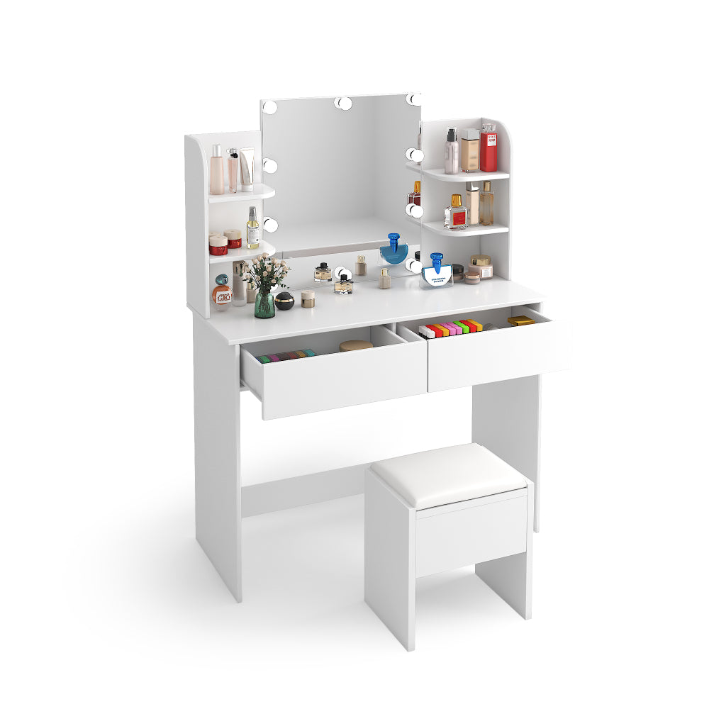 White modern simple hair desk, multi-layer storage, large storage space