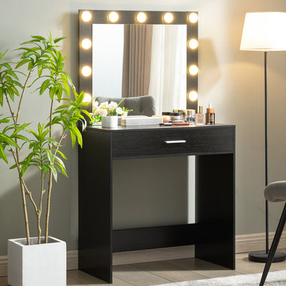 Vanity Desk with Mirror and Lights, Dressing Table with Large Drawer, 1 Level Storage Dresser & 3 Lighting Modes Adjustable Brightness, Suitable for Bedroom(White)