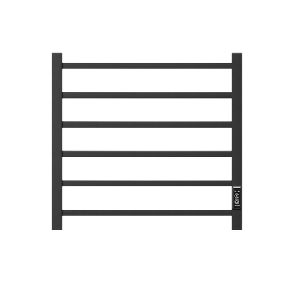 Towel Warmer 6 Bar Electric Heated Towel Rack Wall Mount Plug-in/Bath Towel Heater Matt-Black - Timer