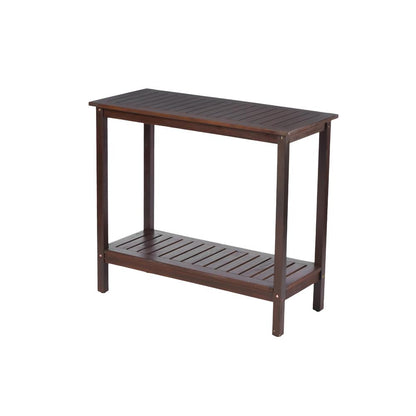 Wooden Workstation for Garden Balcony Garage,  Acacia Console Potting Table Light Brown