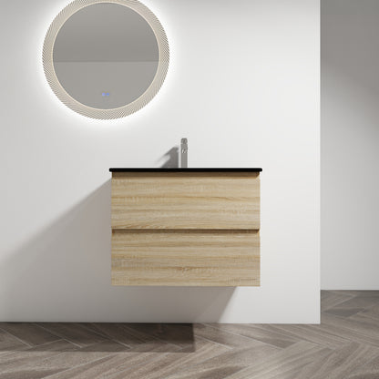 36" Wall-Mounted Bathroom Vanity With Resin Sink, 2-Soft Close Drawers, KD-Package