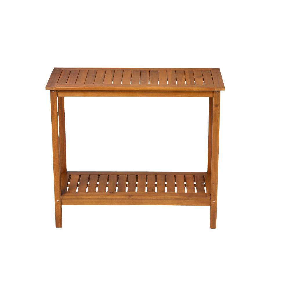 Wooden Workstation for Garden Balcony Garage,  Acacia Console Potting Table Light Brown