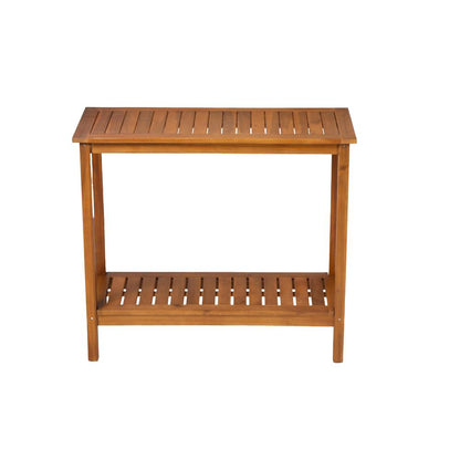 Wooden Workstation for Garden Balcony Garage,  Acacia Console Potting Table Light Brown