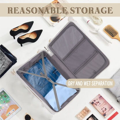 ABS Spinner Wheel Luggage, Carry on Suitcase, with Cup Holder & USB Port & Phone Holder (20/24/28)