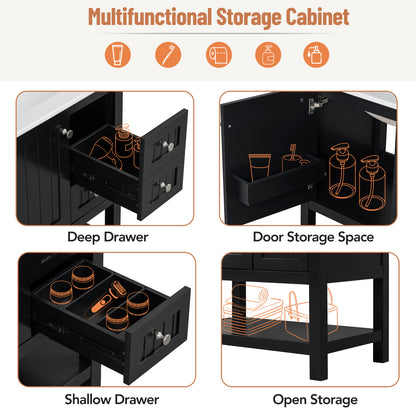 30inch Transitional Style Bathroom Vanity Cabinet Combo with Ceramic Sink,Soft Close Door