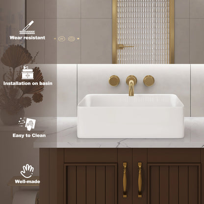 Vessel Sink Rectangle 19 Inch Bathroom Sink,Rectangular Modern Above Counter Bathroom Sinks White 19x15 Inch Porcelain Ceramic Vessel Vanity Sink Art Basin, Glossy White