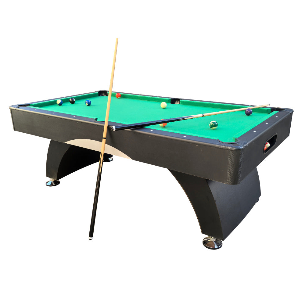 7 ft Pool Table with Black Thin Finish - Billiards Game Room Table for Adults & Family,  Home, Dining, or Living Room,Includes Cue Sticks, Billiard Balls